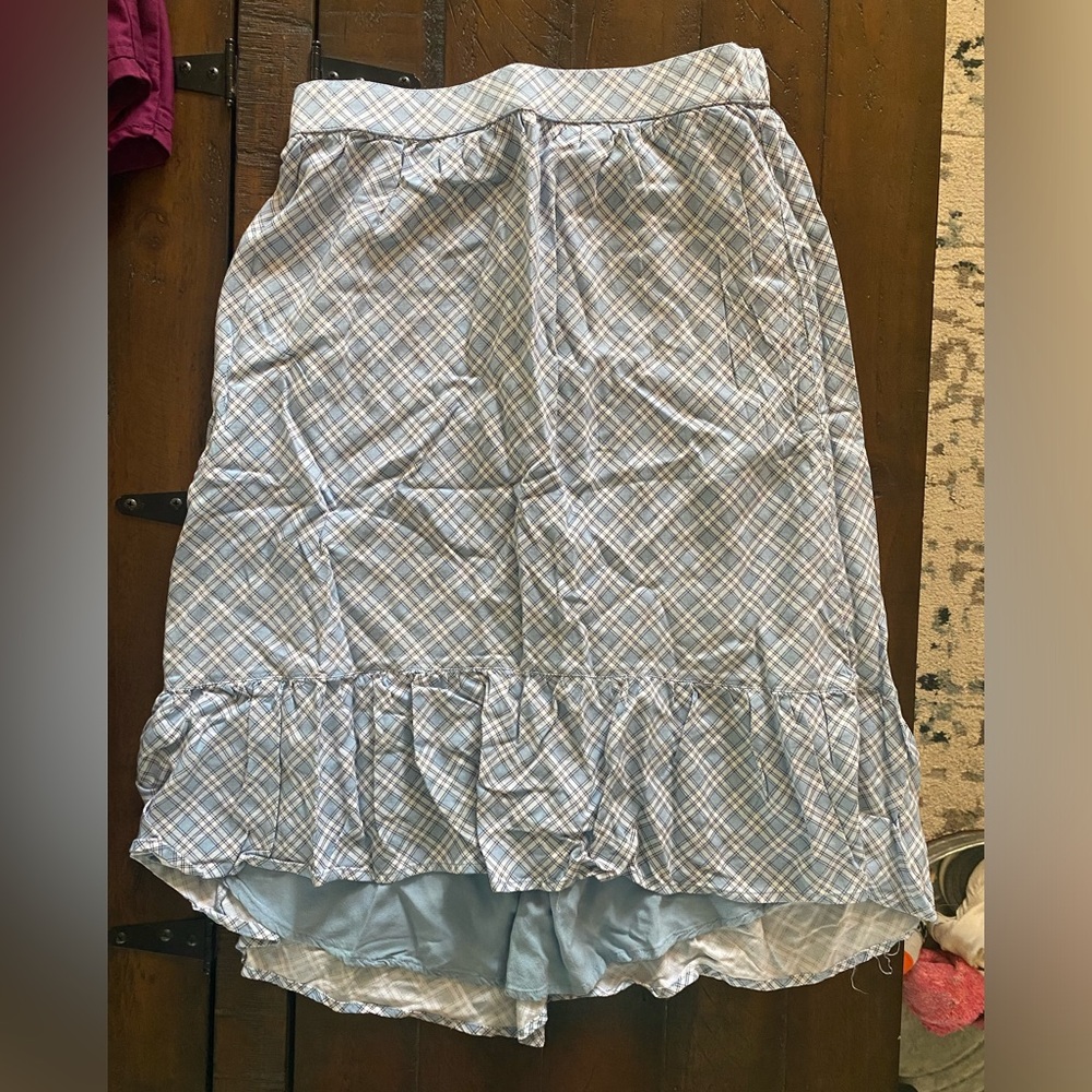 Abercrombie kids blue plaid high low knee length skirt